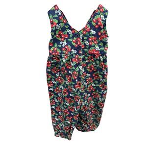 VINTAGE RARE Baby B'Gosh Cherry Blossoms Print 12M Overalls 100% Cotton USA Made